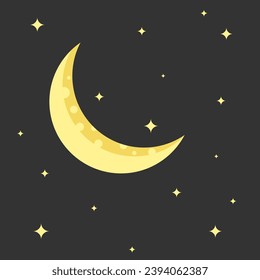 Crescent moon and stars vector