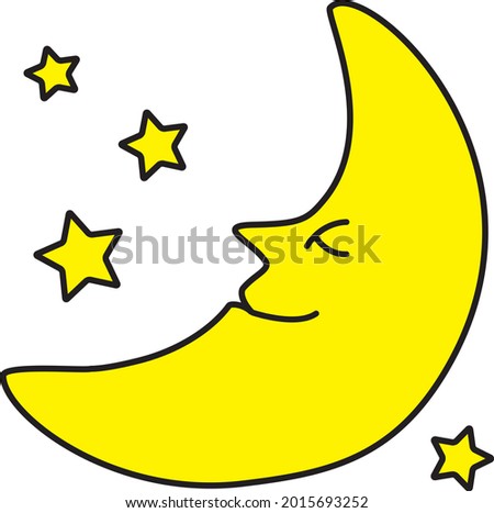 crescent moon and stars vector illustration
