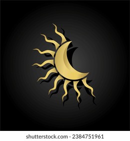 Crescent moon with sunlight. Wicca, alchemy, mystical, magic, celestial, esoteric, sacred, spiritual, occult inspired concepts, Graphic logos, tarot cards, astrological symbols