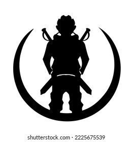 Crescent moon swordsman vector design suitable for logos, stickers and others