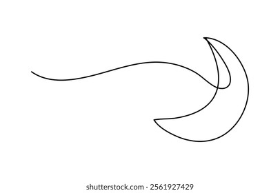 Crescent Moon symbol continuous one line drawing isolated of outline vector illustration,