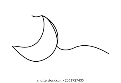 Crescent Moon symbol continuous one line drawing isolated of outline vector illustration,