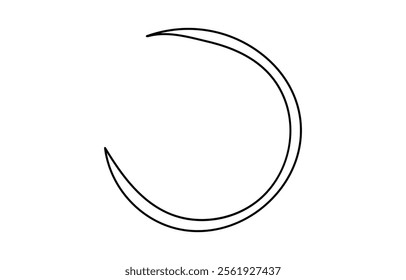 Crescent Moon symbol continuous one line drawing isolated of outline vector illustration,