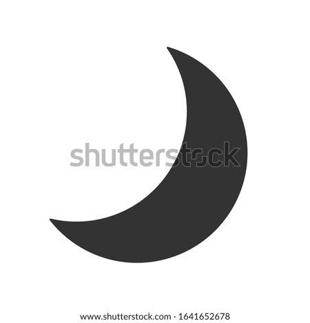 Crescent moon symbol icon. Half moon weather sign. Lunar logo. Black silhouette isolated on white background. Vector illustration image.