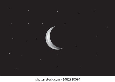 crescent moon with tiny twinkling starts