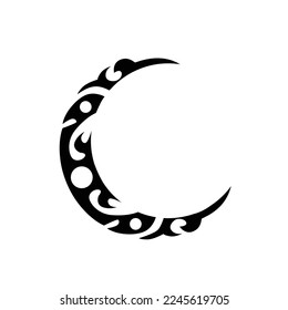 Crescent moon tribal concept black and white vector design