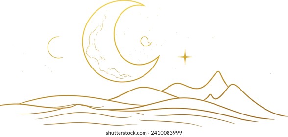 Crescent moon vector, celestial bodies, lunar phases, moon silhouette collection, moon icons, astronomy vector graphics, moon phases clipart	