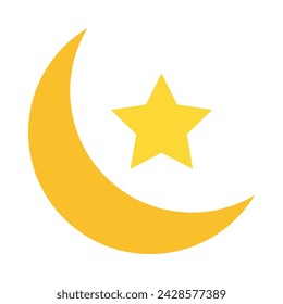 Crescent Moon Vector Flat Icon Design
