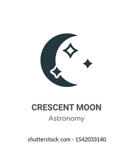 Crescent moon vector icon on white background. Flat vector crescent moon icon symbol sign from modern astronomy collection for mobile concept and web apps design.