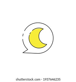 crescent moon vector Illustration, crescent moon in bubble chat icon design vector template, charging  vector icon flat design for website, symbol, logo, icon, sign, app, UI