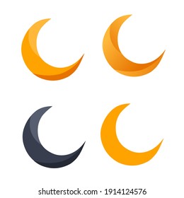 ilustración vectorial de luna creciente en diferentes estilos.  diseño de gradiente minimalista plano eps 10.