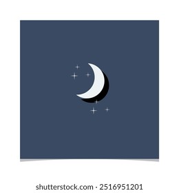 Crescent moon, Vector illustration of moon icon behind clouds