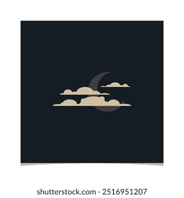 Halbmond, Vektorgrafik des Mondes Symbol hinter Wolken