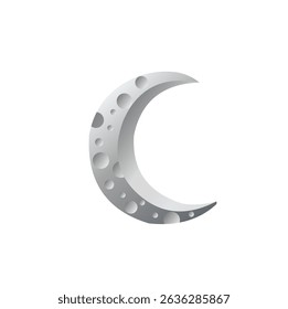 Crescent moon vector illustration, ideal for astronomy, dreamy design projects.