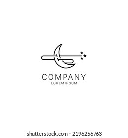 Crescent moon vector illustration logo