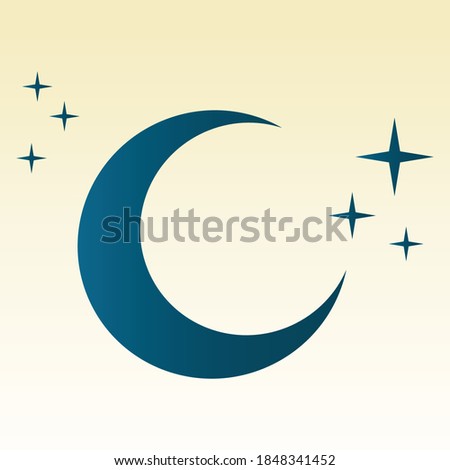 crescent moon vector illustration on colorful background. gradient color. great for cards, websites, banners, prints, celebrations, and more.