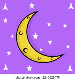 Crescent moon vector illustration with star blend