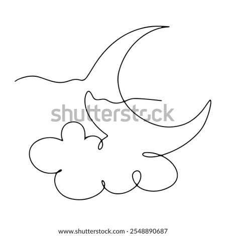 Crescent Moon Vector Line Art Graphic Design Decoration