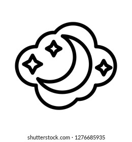 Crescent moon vector, Magic related line design icon