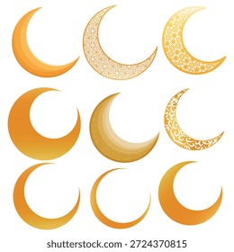 Conjunto de Vector Crescent Moon para el Ramadán y el diseño del Festival Islámico