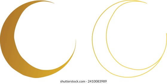 Crescent moon vector set, various moon shapes, celestial bodies, lunar phases, moon icons, astronomy vector graphics, moon phases clipart