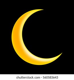 crescent moon vector symbol icon design. Beautiful illustration isolated on black background