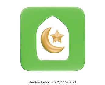  Icono de pared de luna creciente Ilustración 3D Render