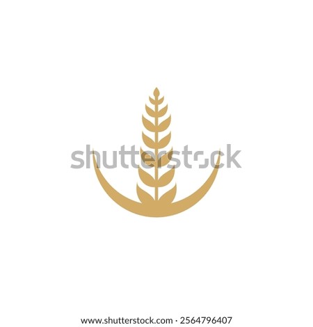 Crescent moon and Wheat grain Logo design. Rice logo
