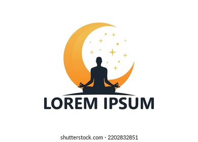 Crescent Moon Yoga Logo Template Design Vector