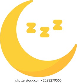 Crescent moon with ZZZ representing sleep or night time concept.