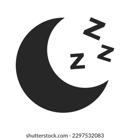 Icono de la silueta de luna creciente y zumbido. Noche y sueño. Vector.