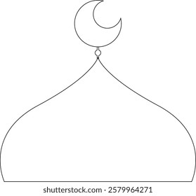 Crescent Moons on Top of Cream Mosque Domes Black Outline