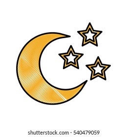 crescent moonwith stars icon image vector illustration design 