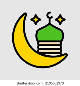 Crescent Moschee Symbol in vollem Line-Stil über Rmadan, verwenden Sie für die Website Mobile App Präsentation