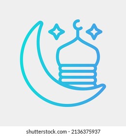 Crescent mosque icon in gradient style about ramadan, use for website mobile app presentation