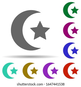 Crescent in multi color style icon. Simple glyph, flat vector of world religiosity icons for ui and ux, website or mobile application