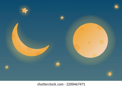 Crescent New Full Moon Cartoon Vector Stock Vector (Royalty Free ...