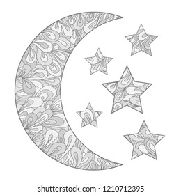 Crescent On White Moon Stars Abstract Stock Vector (Royalty Free ...