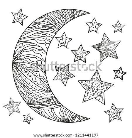 Black And White Moon And Stars Background