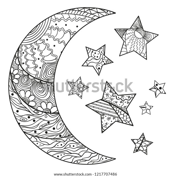 Crescent On White Moon Stars Abstract Stock Vector (Royalty Free ...