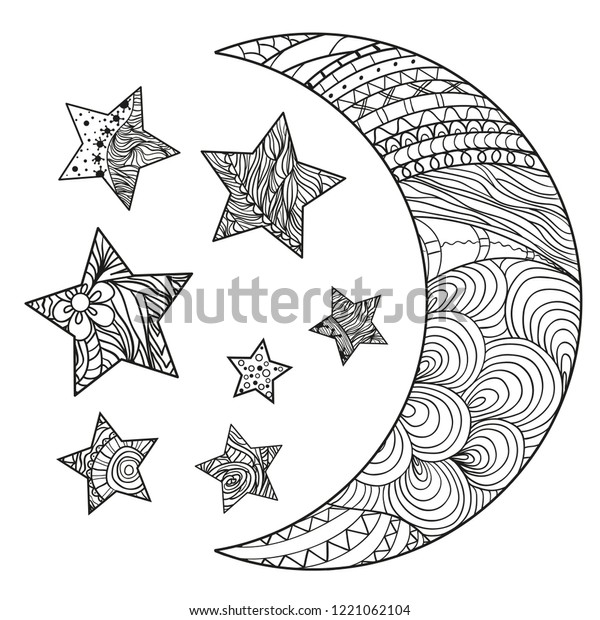 Crescent On White Moon Stars Abstract Stock Vector (Royalty Free ...