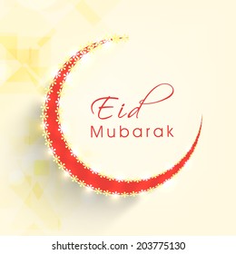 Crescent orange moon on beige background for Muslim community festival Eid Mubarak celebrations. 