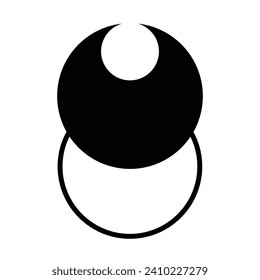 crescent orbit astrology space, planets galaxy phases sphere shadow vector illustration flat icon logo web mobile concept design black white isolated background