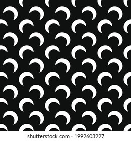 
Crescent pattern, black and white print, vector seamless background for textiles. Fashionable design.