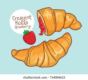 Crescent Rolls Strawberry Vector