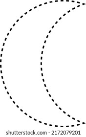 Crescent shape dashed symbol vector icon for creative graphic design ui element in a pictogram illustration