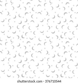 Crescent Shapes And Small Dots Background. Seamless Pattern. Vector.