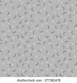 Crescent shapes and small dots background. Seamless pattern. Vector.
