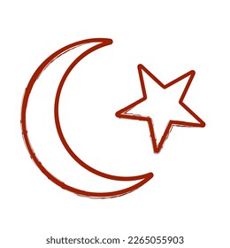 crescent star brush on white background, vector illustration.