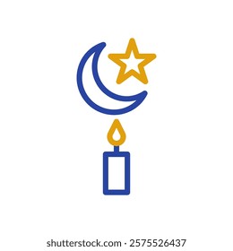 Crescent, star and candle symbol design